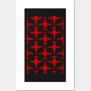 B-1 Lancer - Red & White Pattern Unswept Design Posters and Art